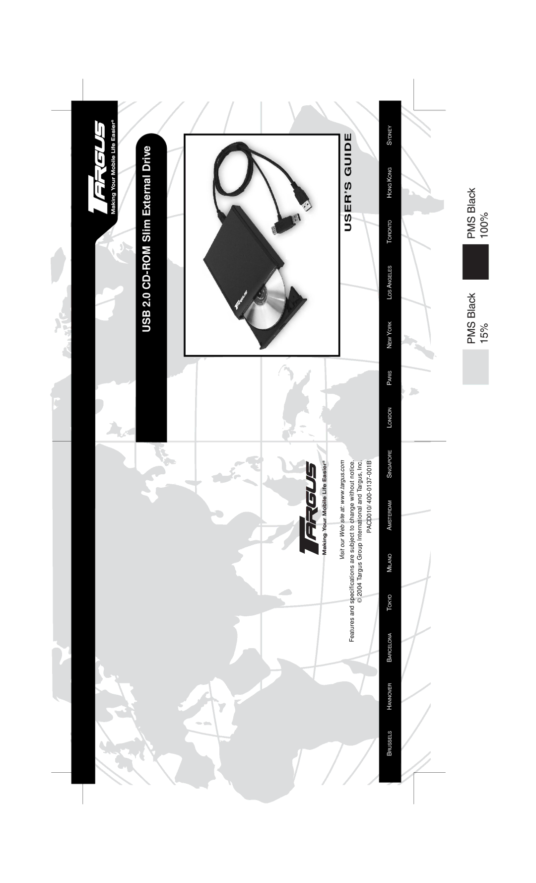 Targus PACD010/400-0137-001B specifications USER’S Guide 