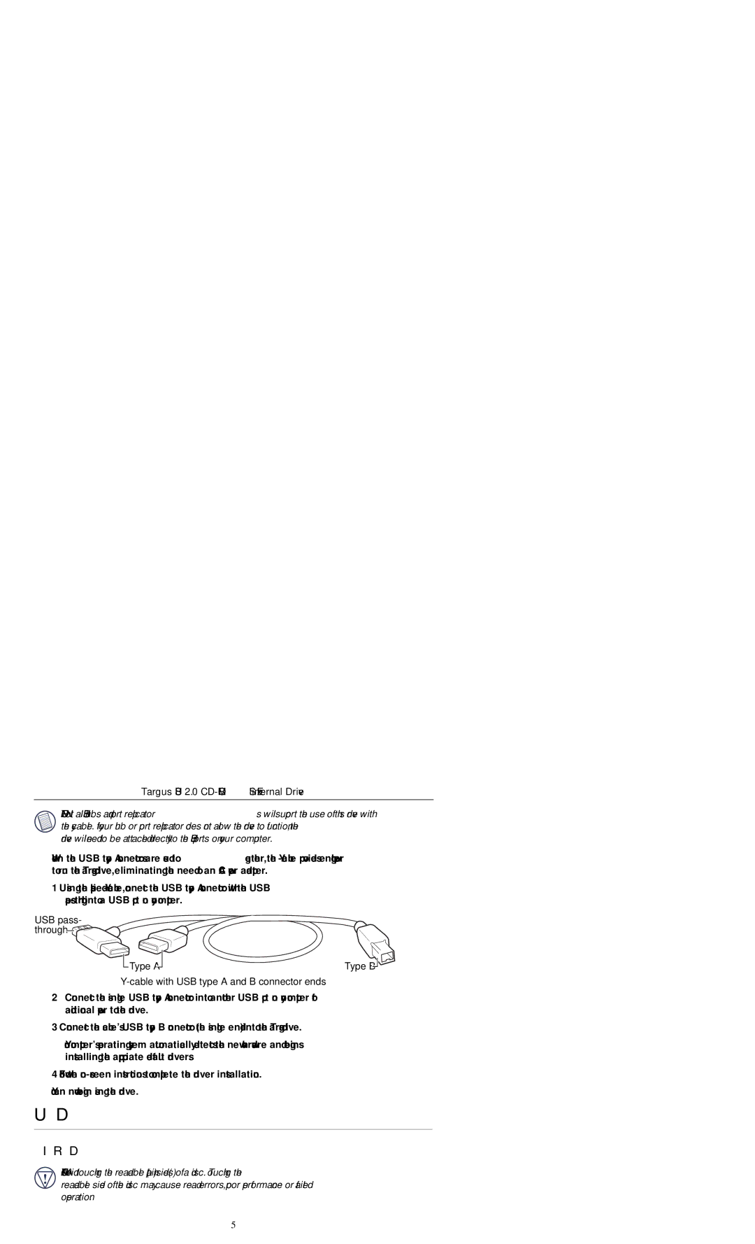 Targus PACD010/400-0137-001B specifications Using the Drive, Inserting and Removing a Disc 