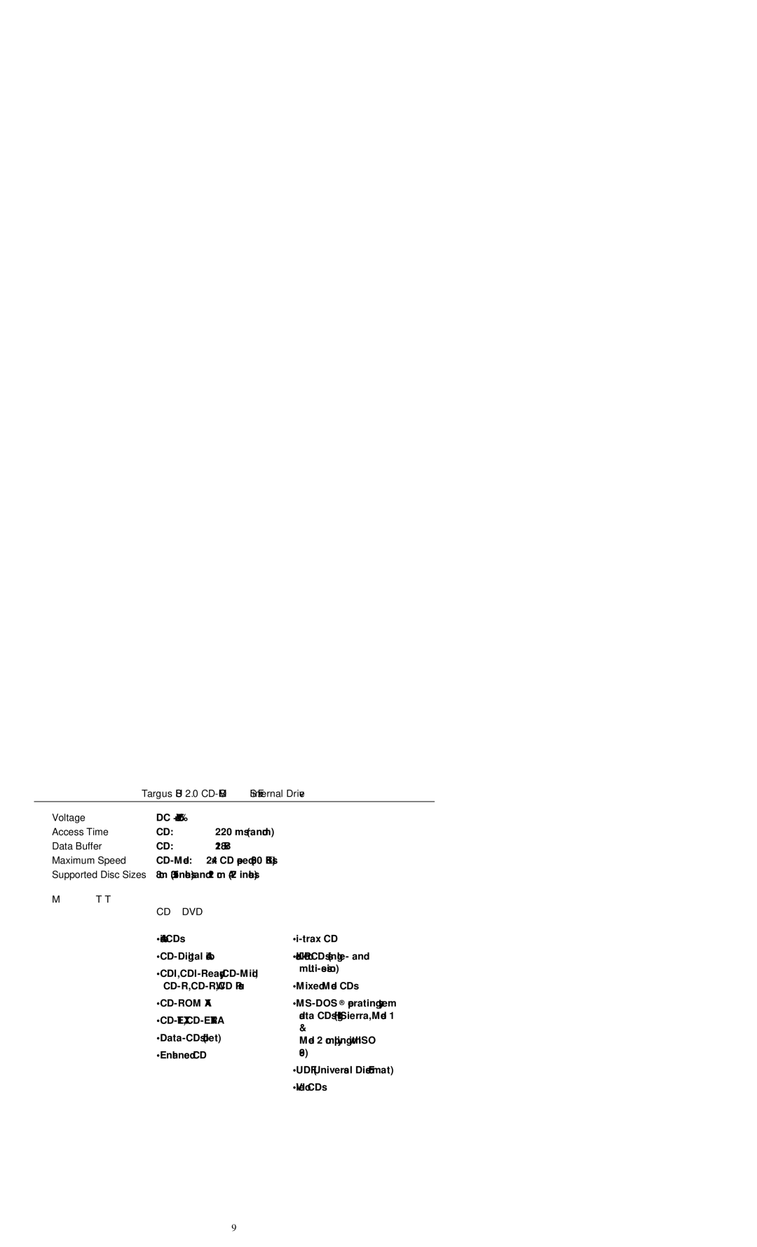 Targus PACD010/400-0137-001B specifications Media Formats, CD compact disc and DVD digital versatile disc, Standards 