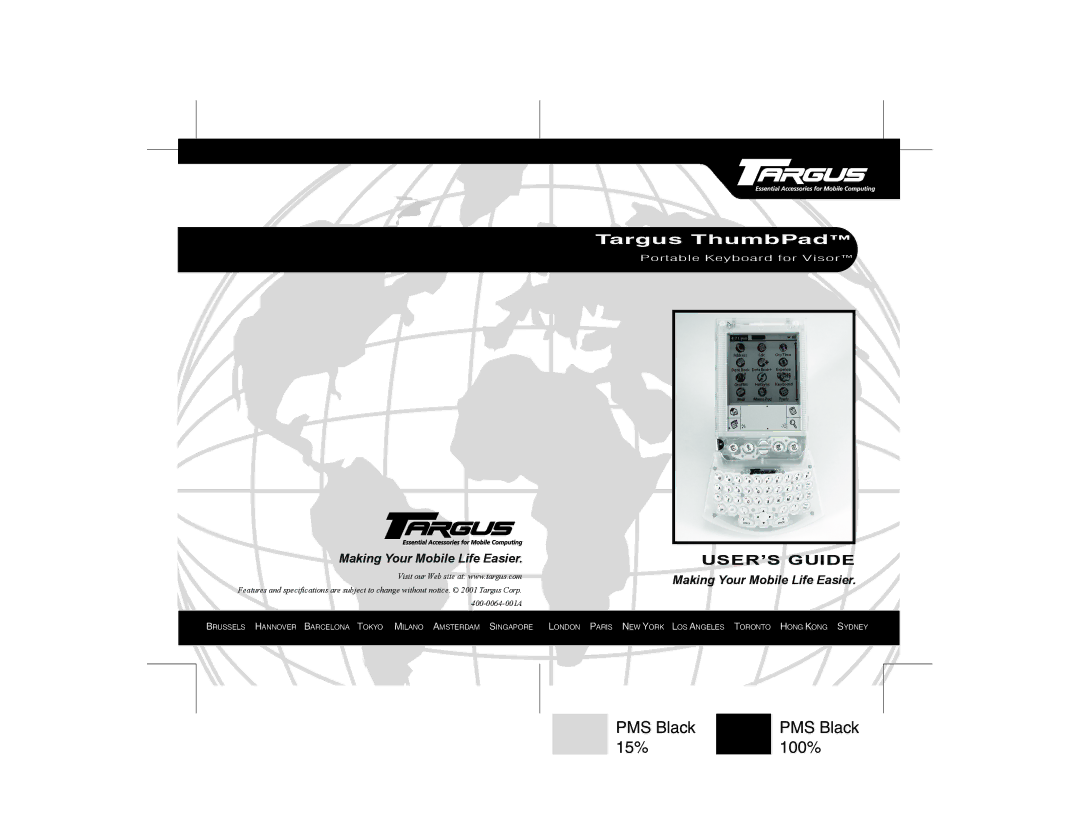 Targus Portable Keyboard specifications Targus ThumbPad 