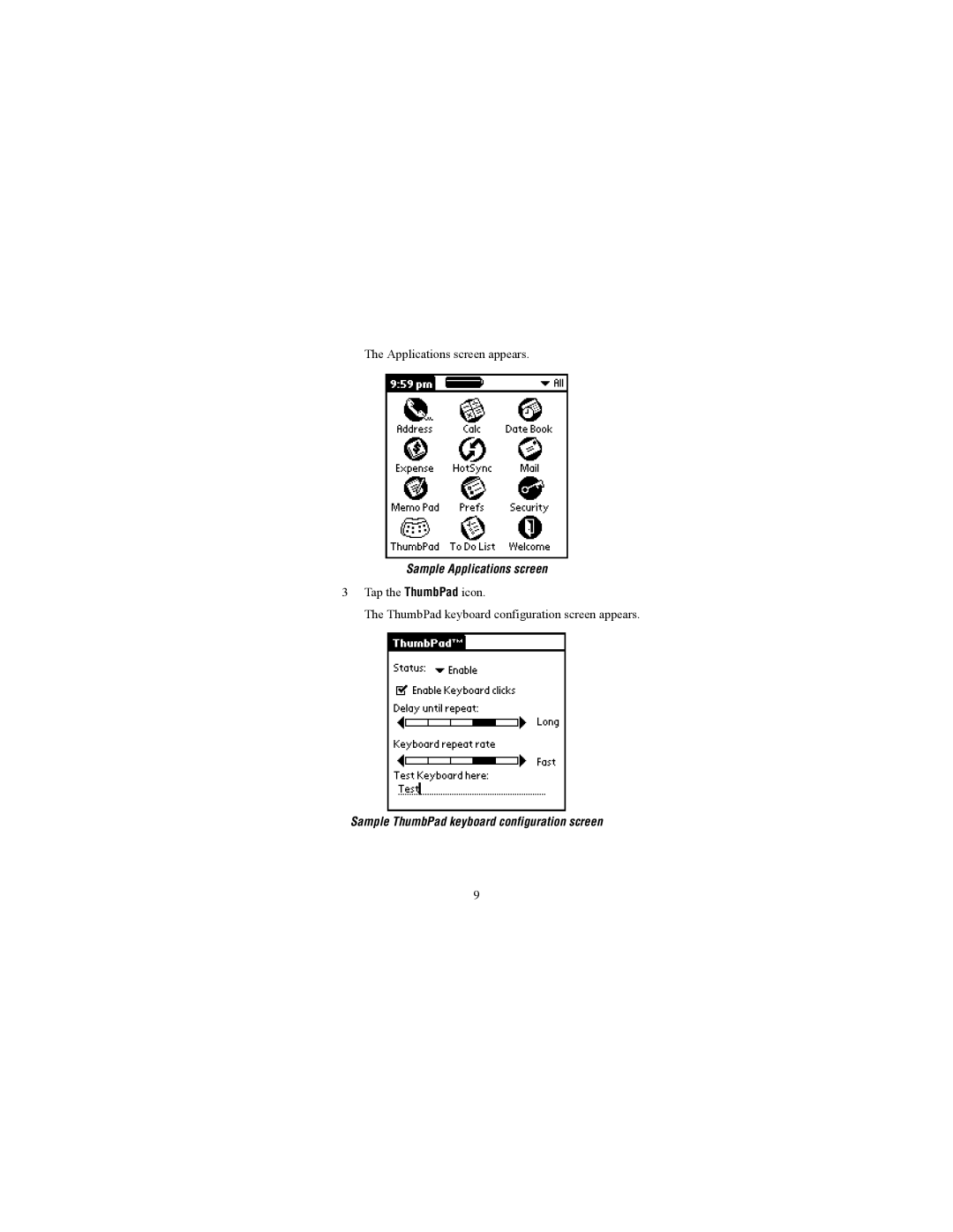 Targus Portable Keyboard specifications Sample Applications screen 