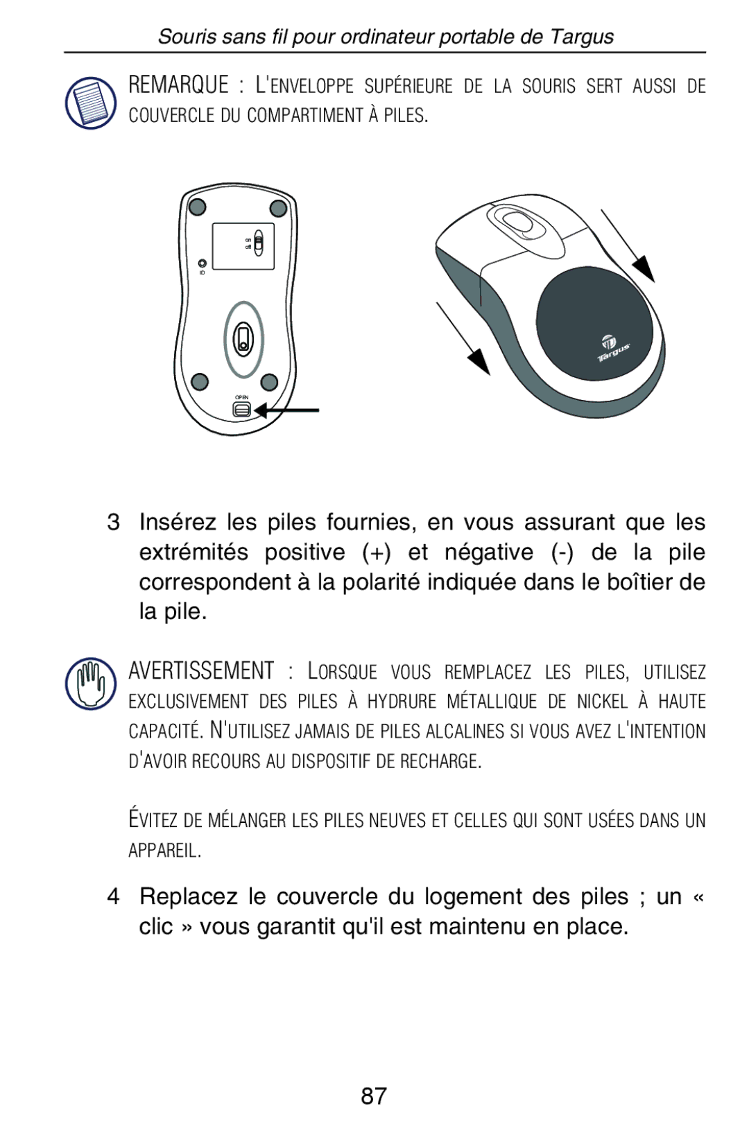 Targus Rechargeable Wireless Notebook Mouse manual Open 