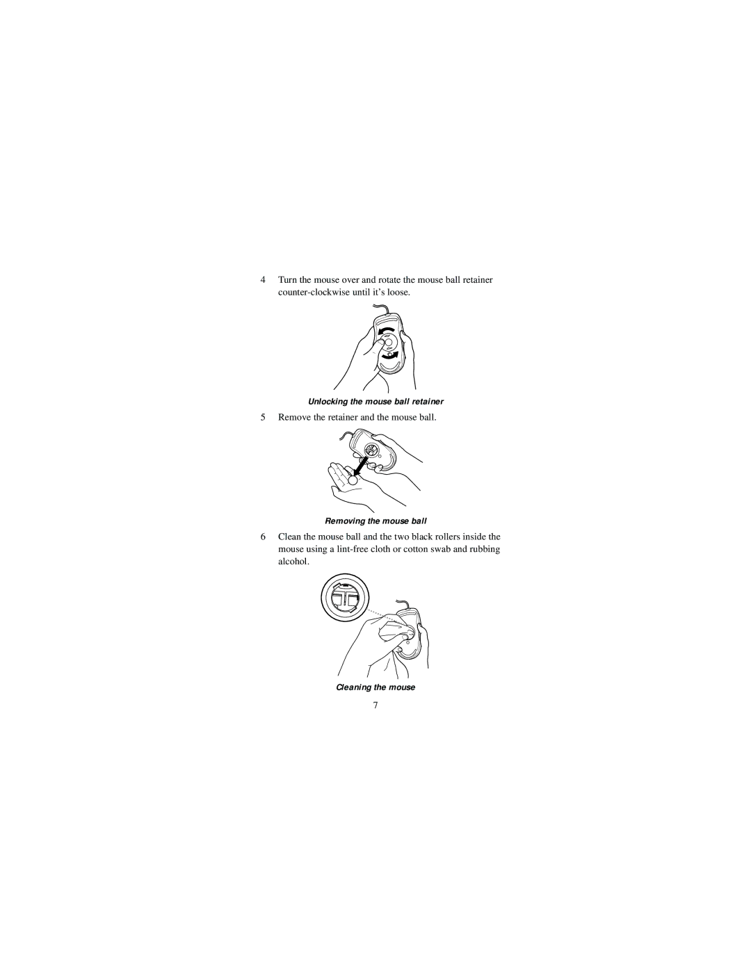 Targus Screen Scroller Mouse specifications Unlocking the mouse ball retainer 