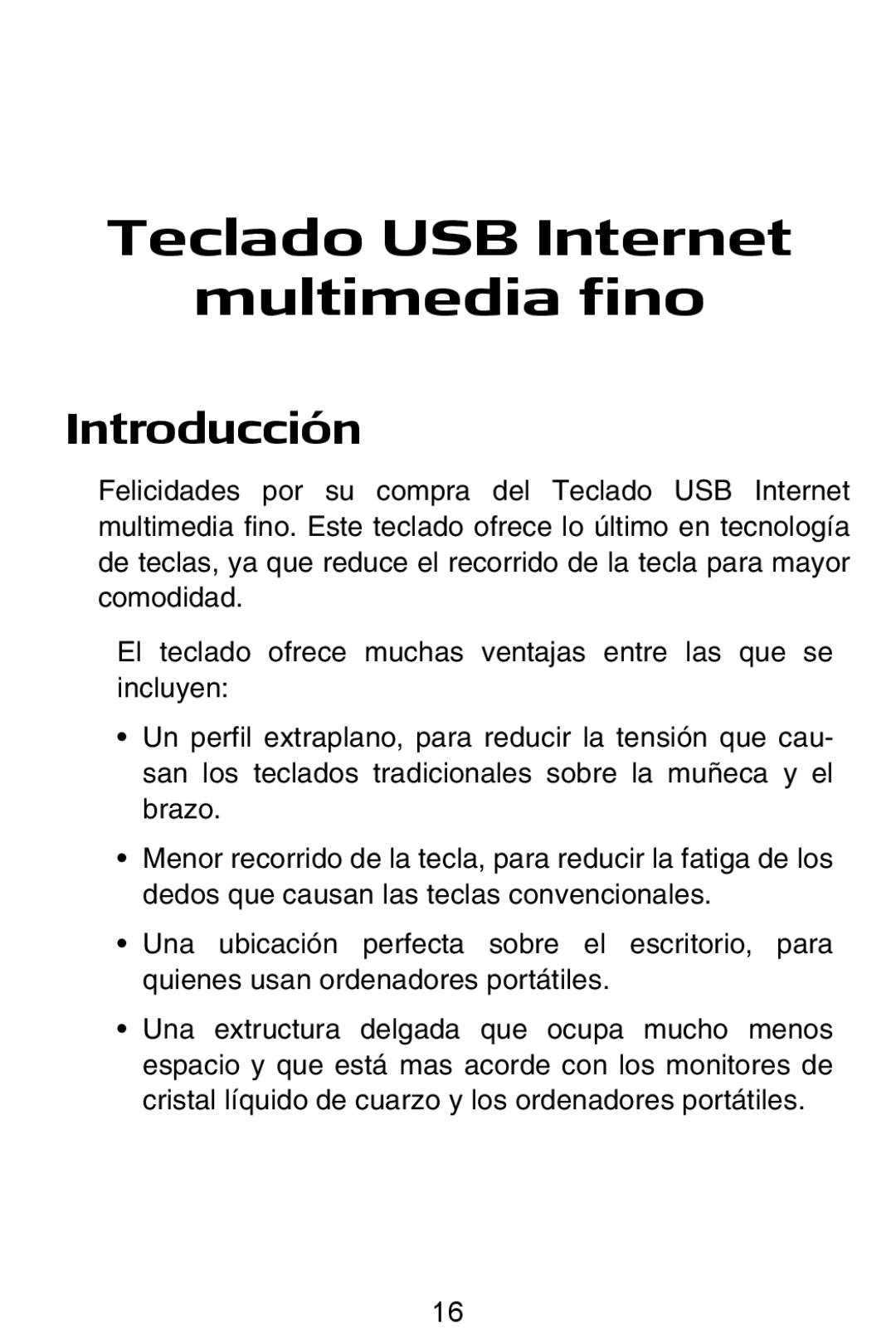 Targus slim internet multimedia USB keyboard specifications Teclado USB Internet Multimedia fino, Introducción 