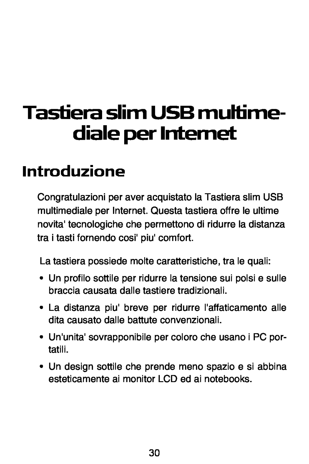 Targus slim internet multimedia USB keyboard specifications TastieraslimUSBmultime dialeperInternet, Introduzione 