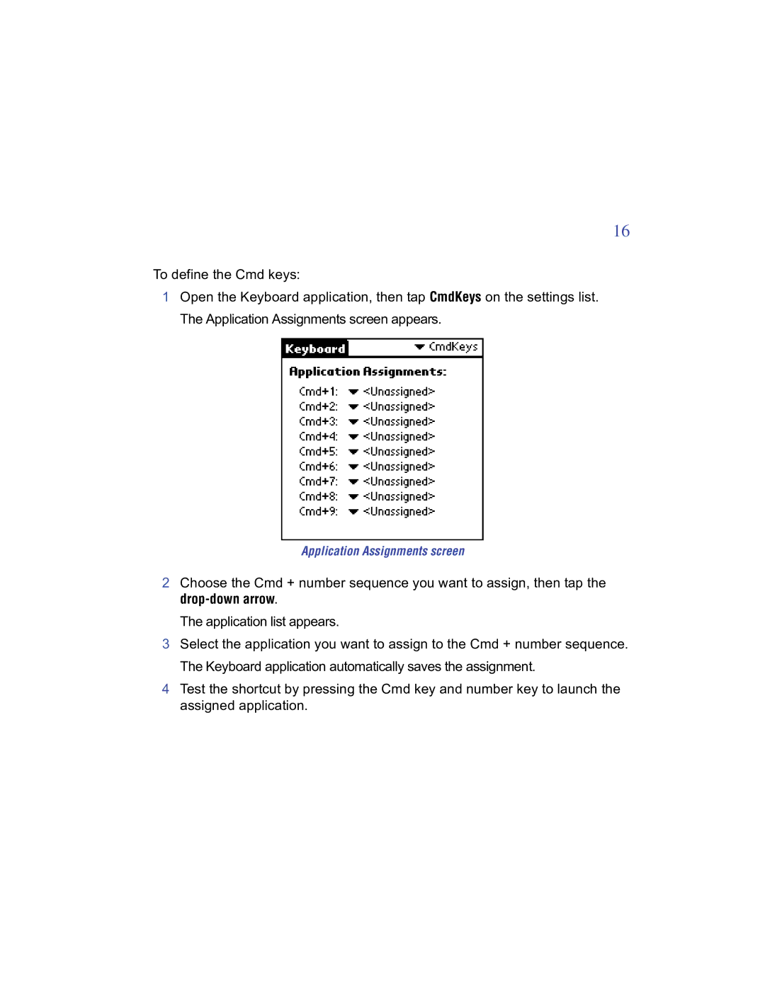 Targus Stowaway manual Application Assignments screen 