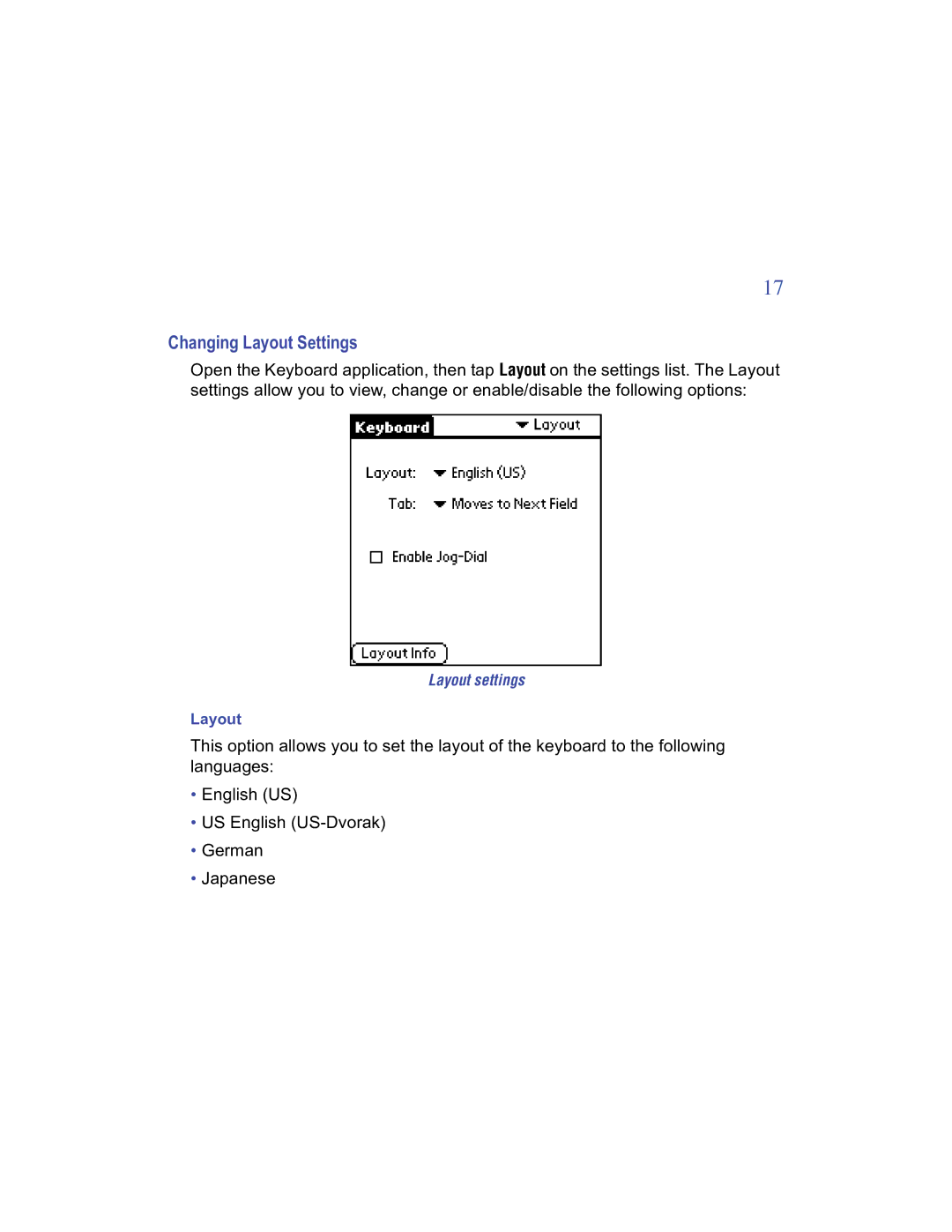 Targus Stowaway manual Changing Layout Settings 