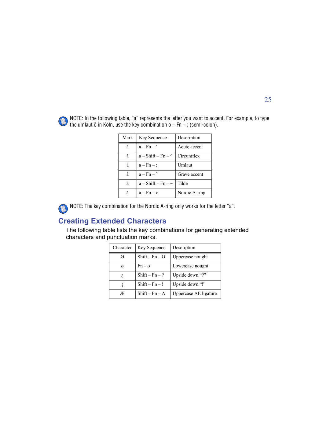 Targus Stowaway manual Creating Extended Characters 