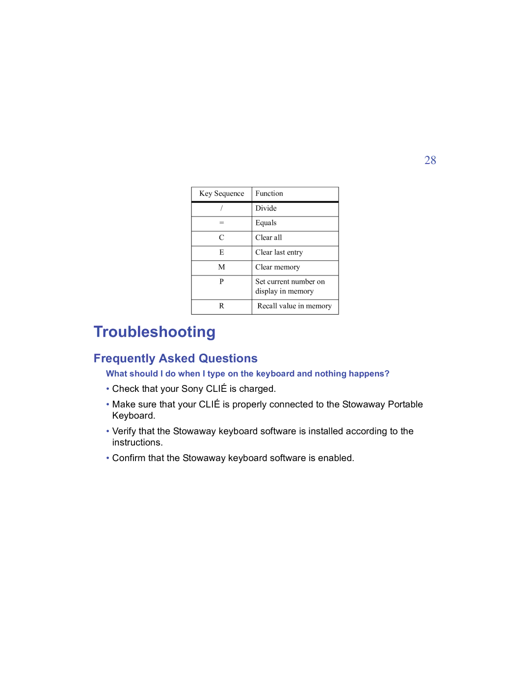 Targus Stowaway manual Troubleshooting, Frequently Asked Questions 