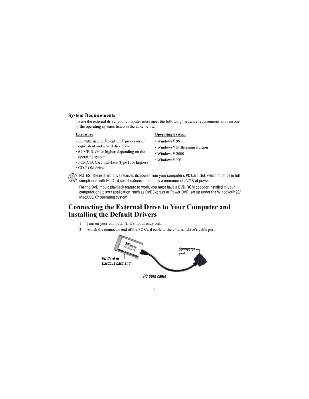 Targus Targus specifications System Requirements, Hardware, Operating System 