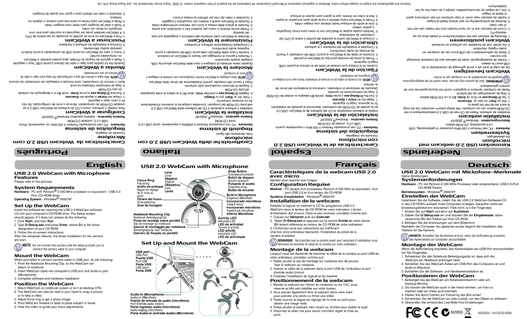 Targus USB 2.0 WebCam specifications WebCam a Posicionar, WebCam a Montar, WebCam a Configurar, Sistema de Requisitos 