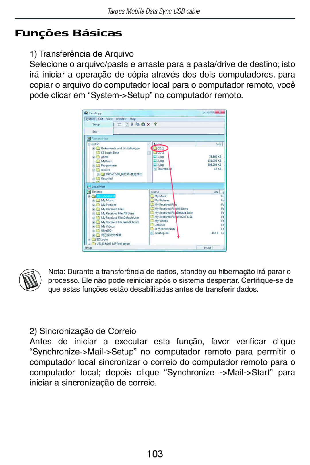 Targus USB Cable manual Funções Básicas, 103 