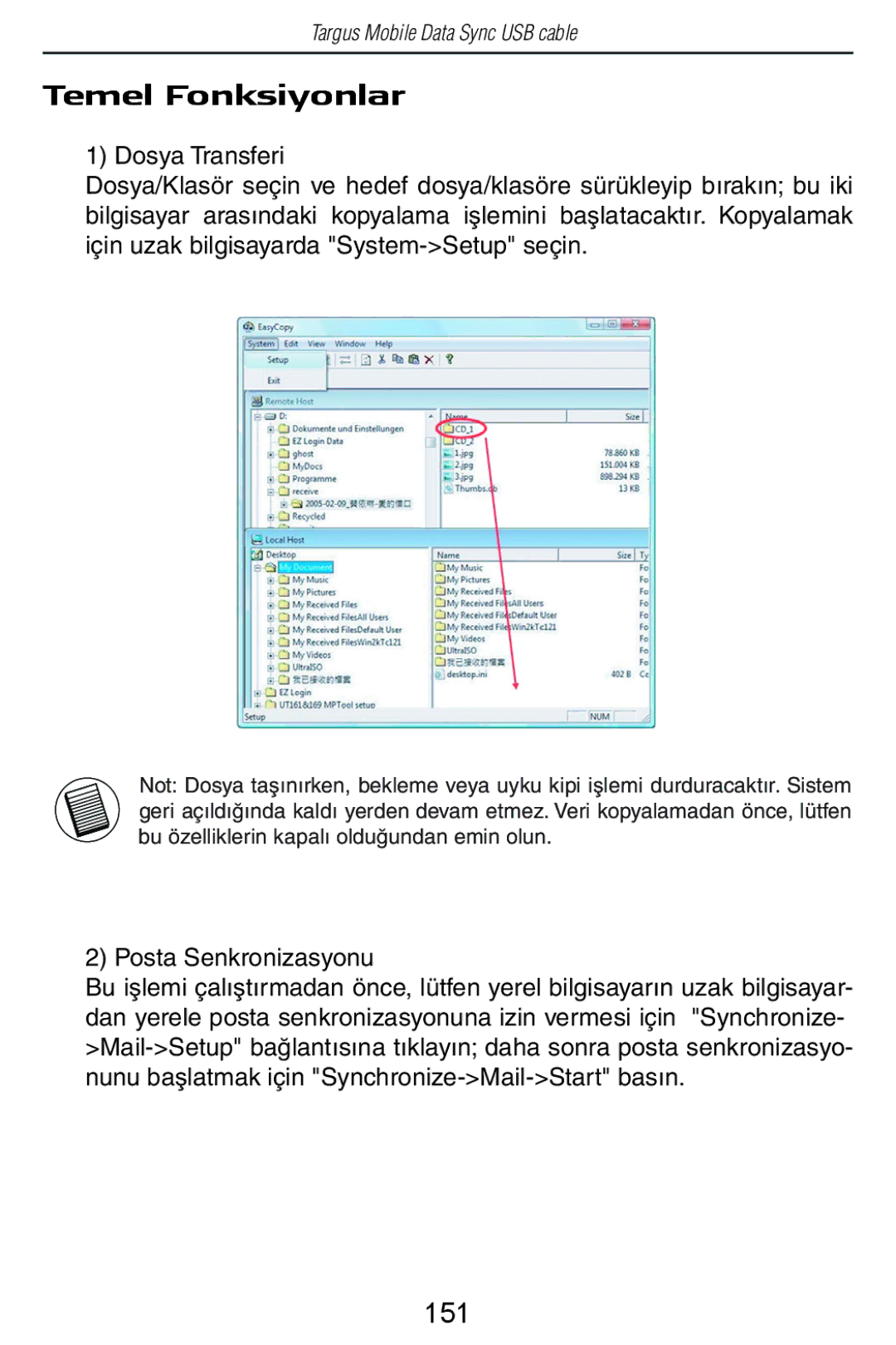 Targus USB Cable manual Temel Fonksiyonlar, 151 