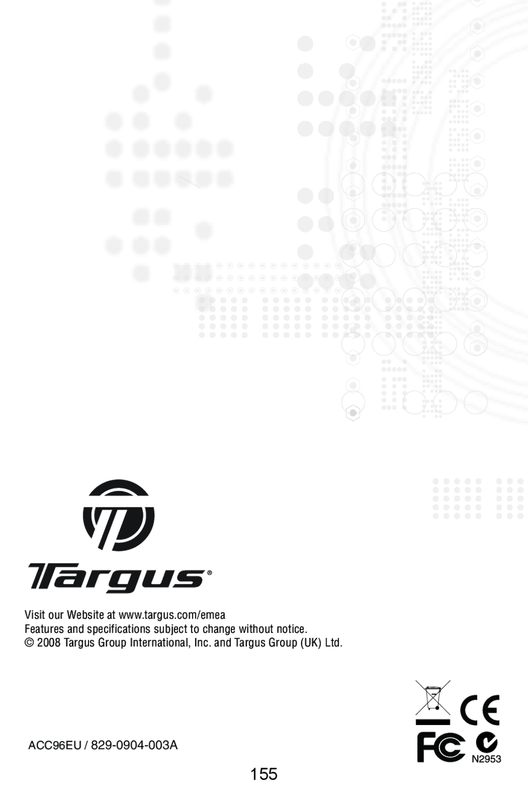 Targus USB Cable manual 155 