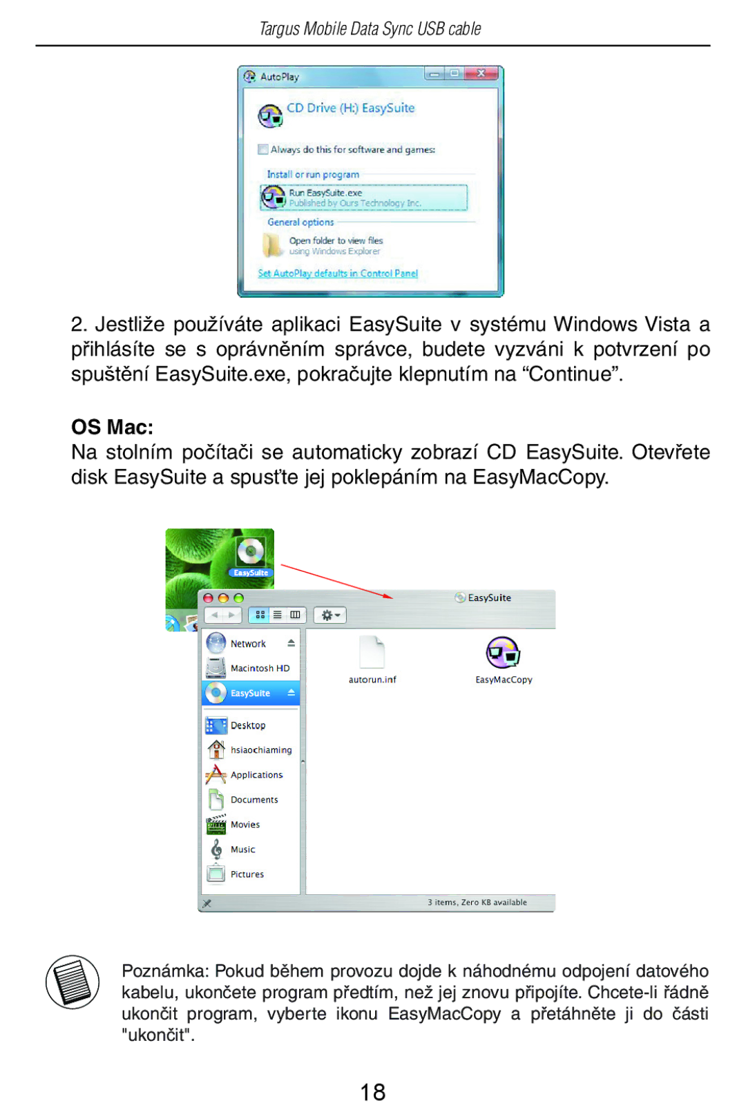 Targus USB Cable manual OS Mac 