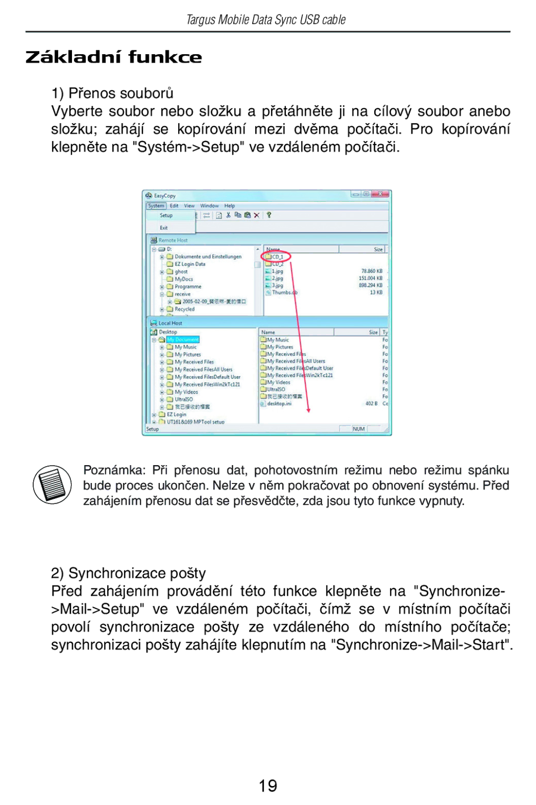 Targus USB Cable manual Základní funkce 