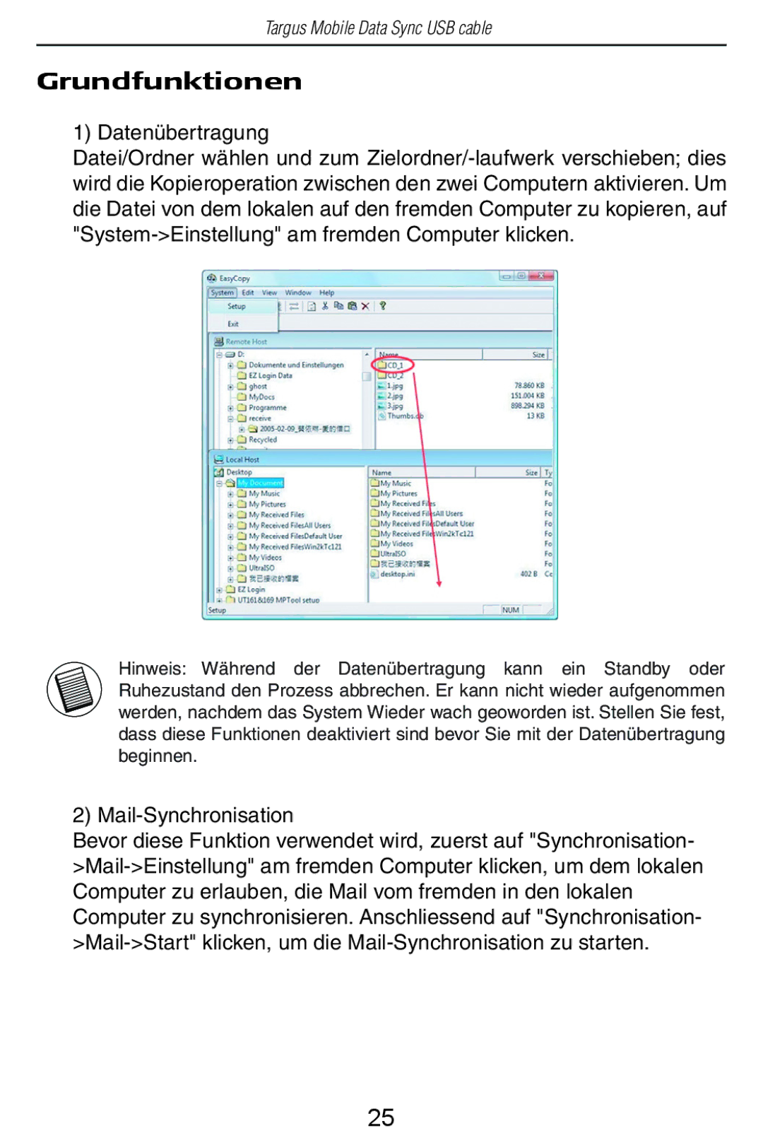 Targus USB Cable manual Grundfunktionen 