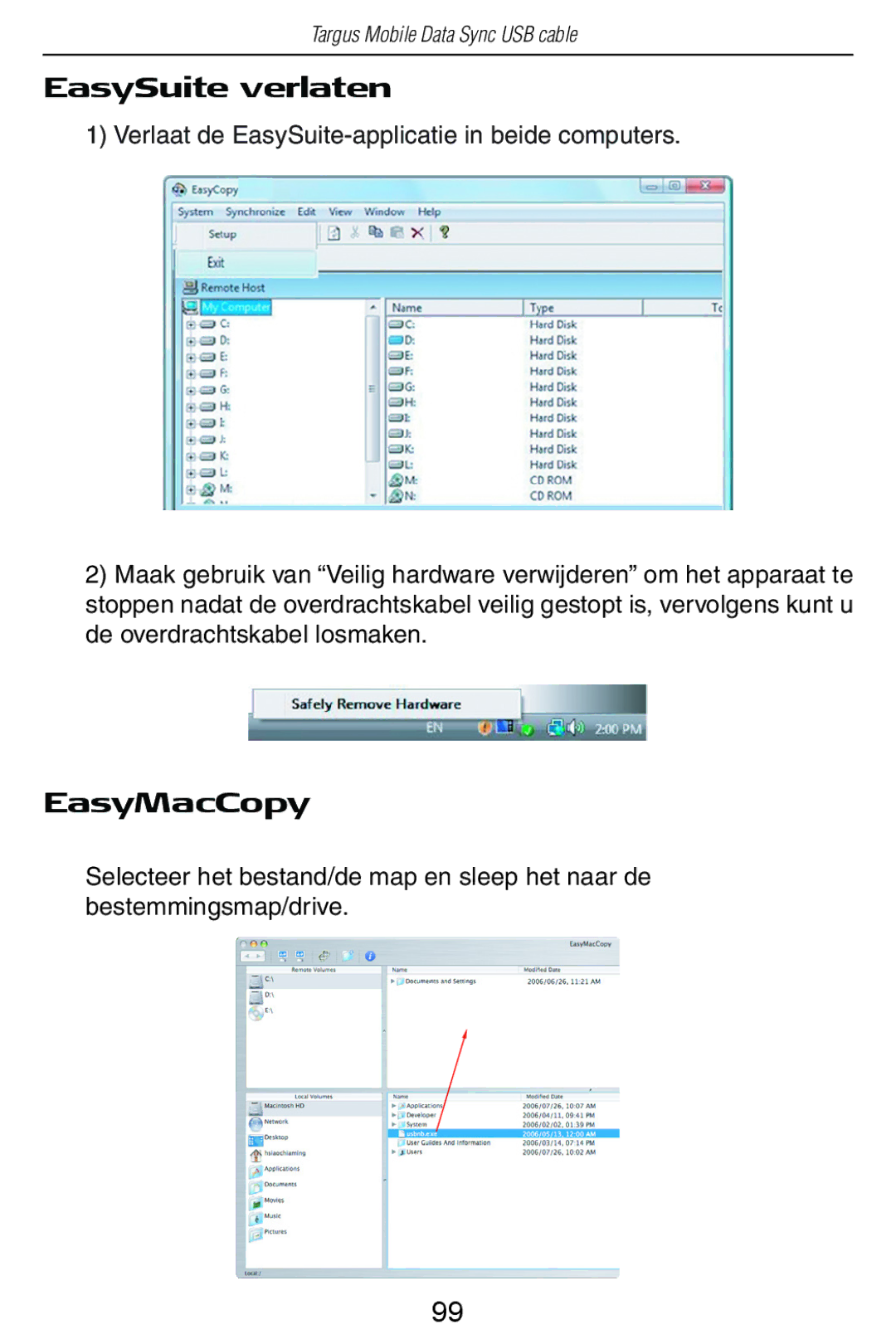 Targus USB Cable manual EasySuite verlaten, EasyMacCopy 