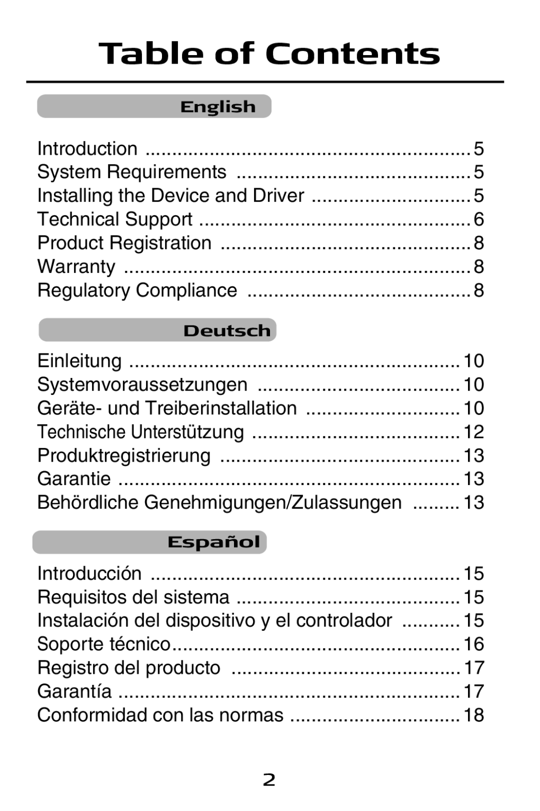 Targus USB to Serial Digital Device Adapter specifications Table of Contents 