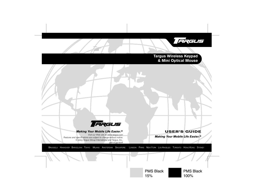 Targus specifications Targus Wireless Keypad & Mini Optical Mouse 