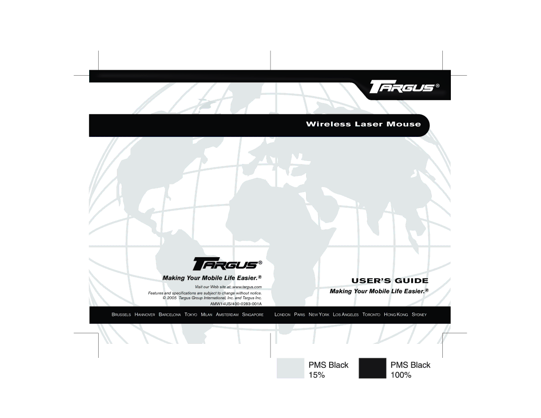 Targus Wireless Laser Mouse specifications USER’S Guide 