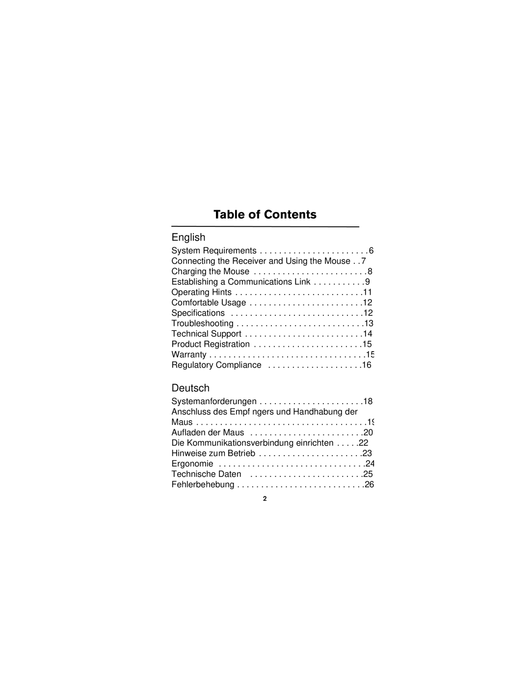 Targus wireless mouse specifications Table of Contents 