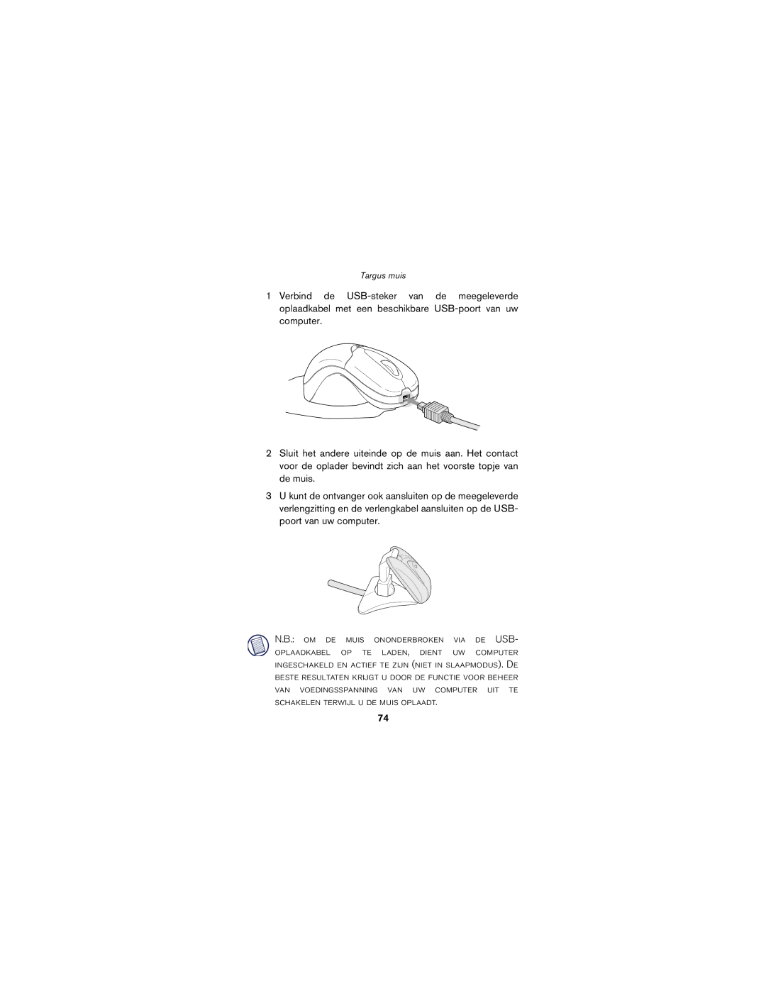 Targus wireless mouse specifications Targus muis 