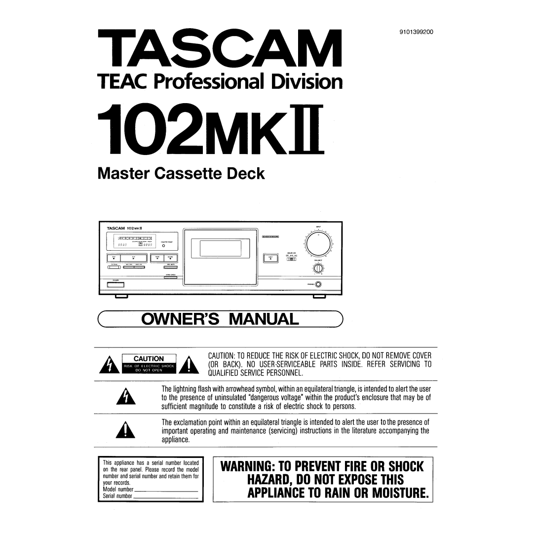 Tascam 102MKII manual 