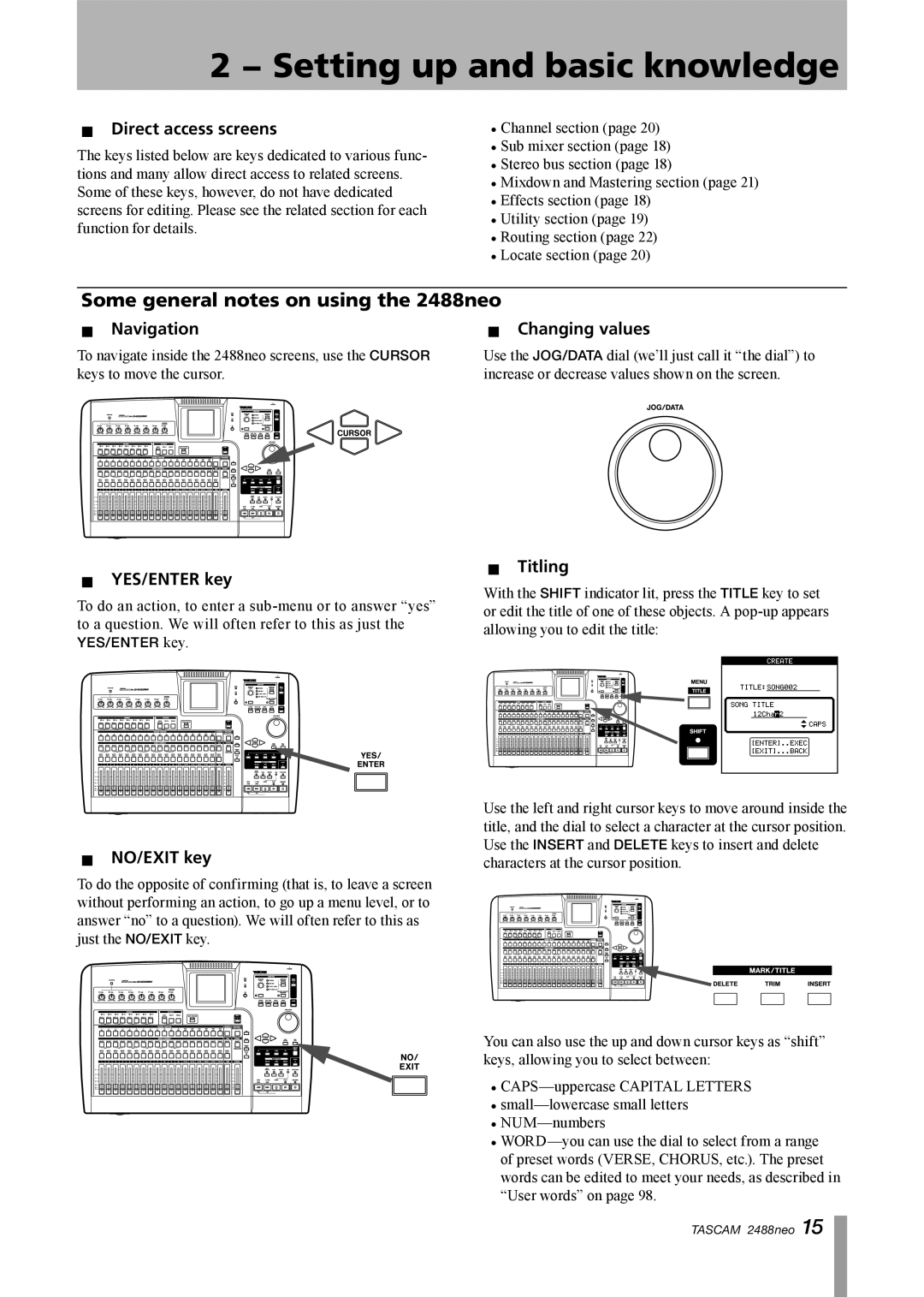 Tascam owner manual Some general notes on using the 2488neo 