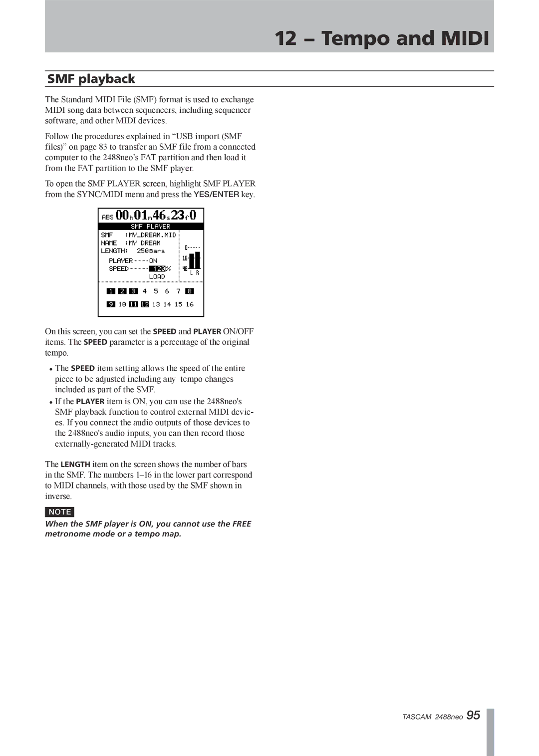 Tascam 2488neo owner manual SMF playback 