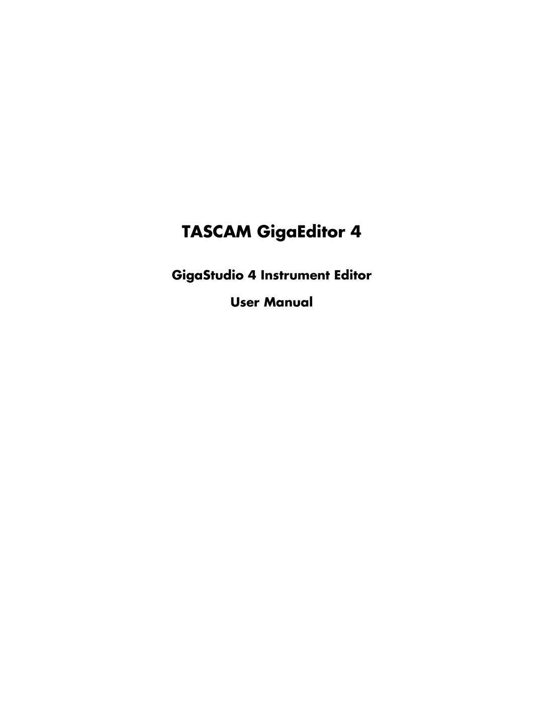 Tascam 4 user manual Tascam GigaEditor 