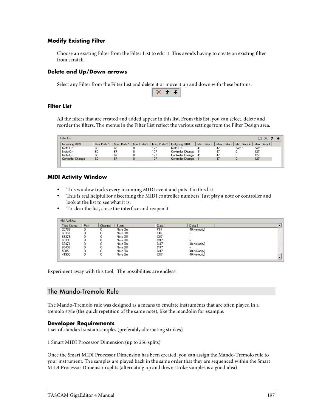 Tascam 4 user manual Mando-Tremolo Rule 