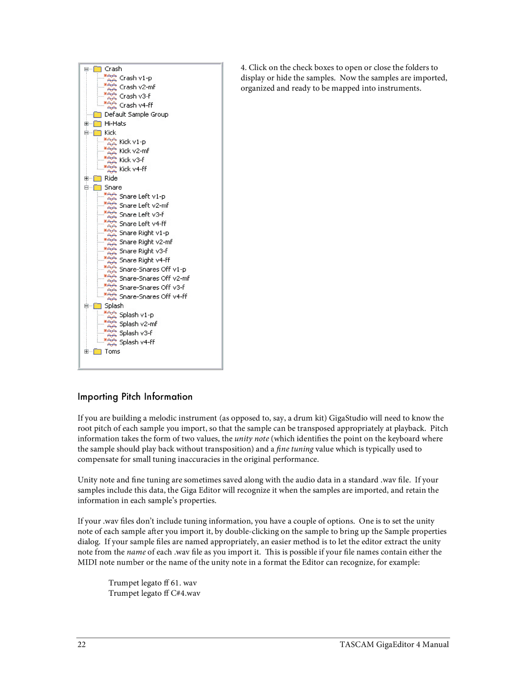 Tascam 4 user manual Importing Pitch Information 