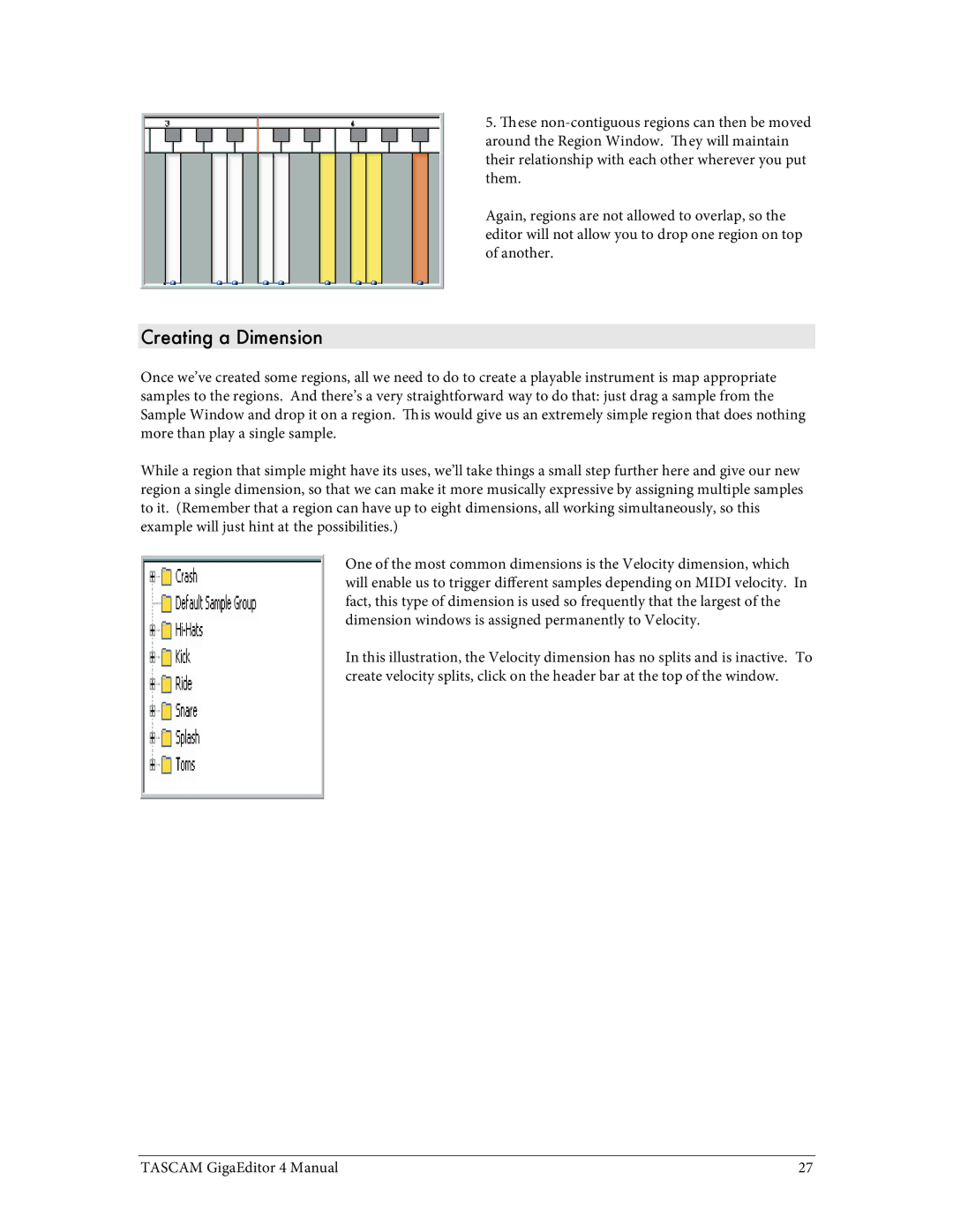 Tascam 4 user manual Creating a Dimension 