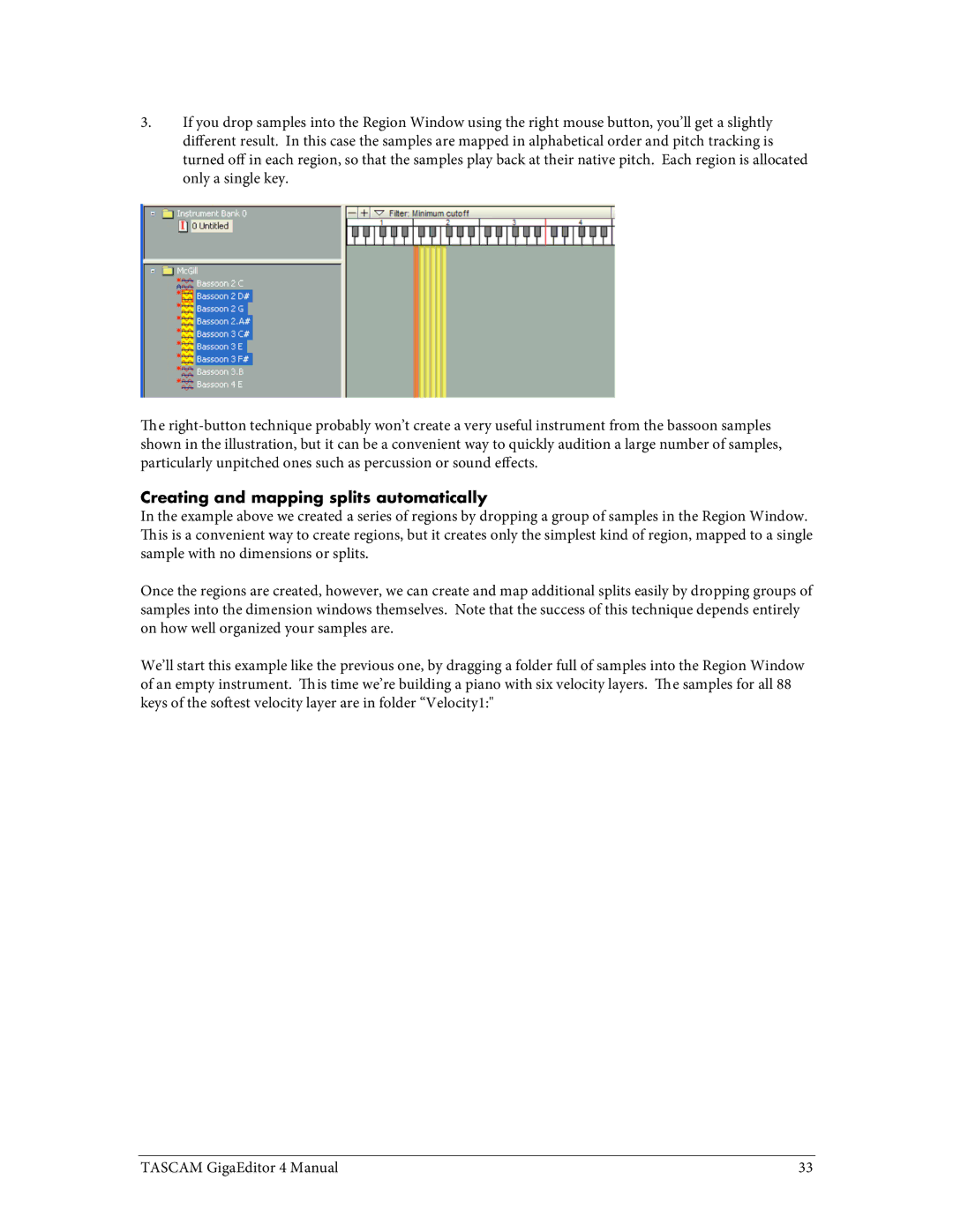 Tascam 4 user manual Creating and mapping splits automatically 