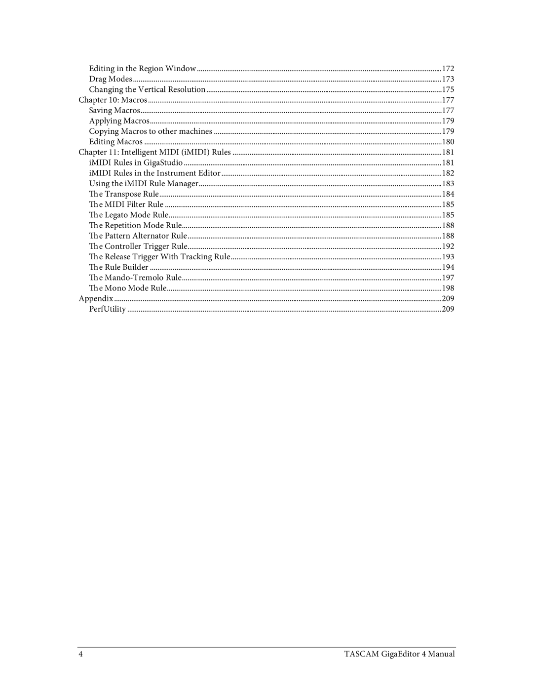 Tascam 4 user manual Editing in the Region Window 172 