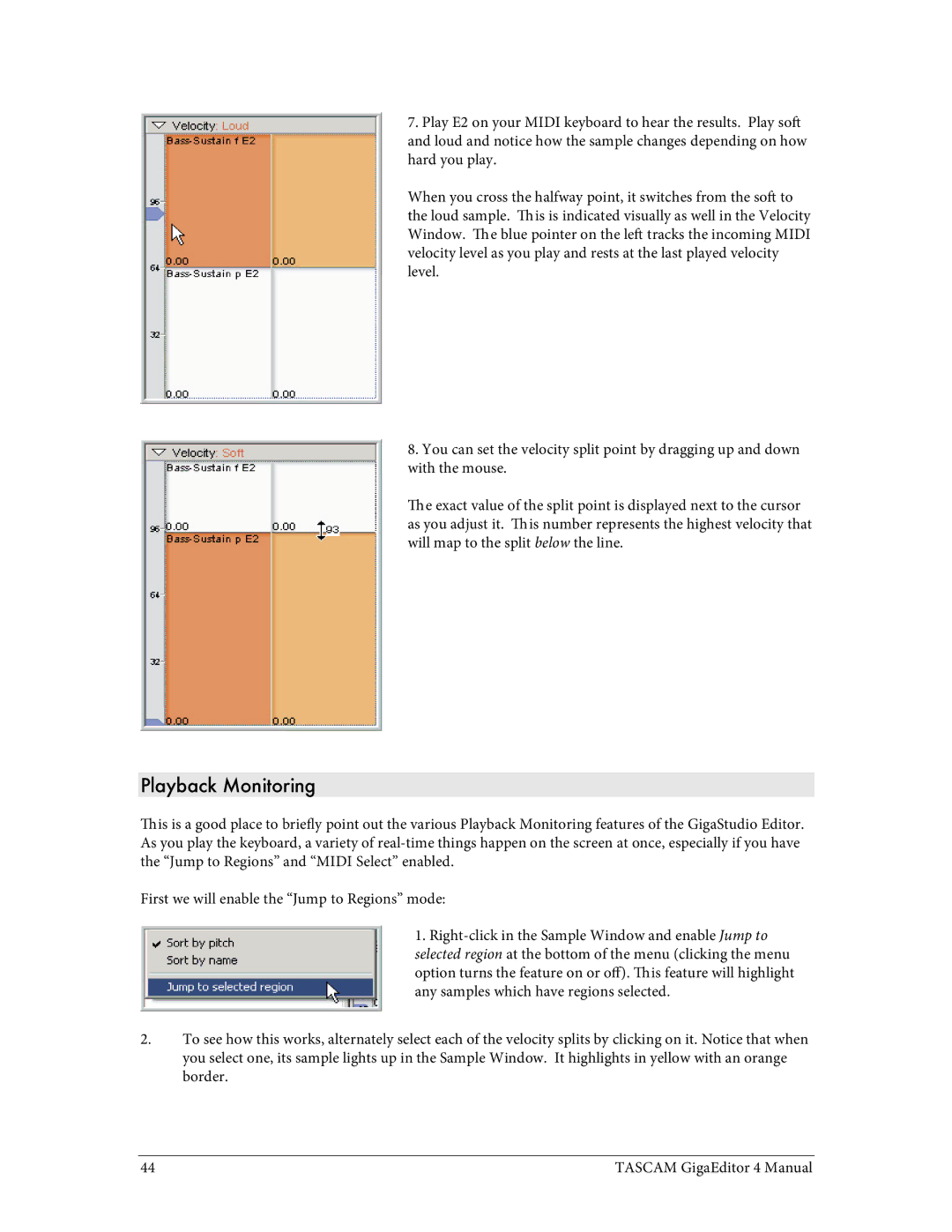 Tascam 4 user manual Playback Monitoring 