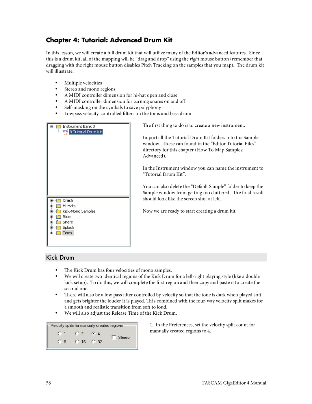 Tascam 4 user manual Tutorial Advanced Drum Kit, Kick Drum 