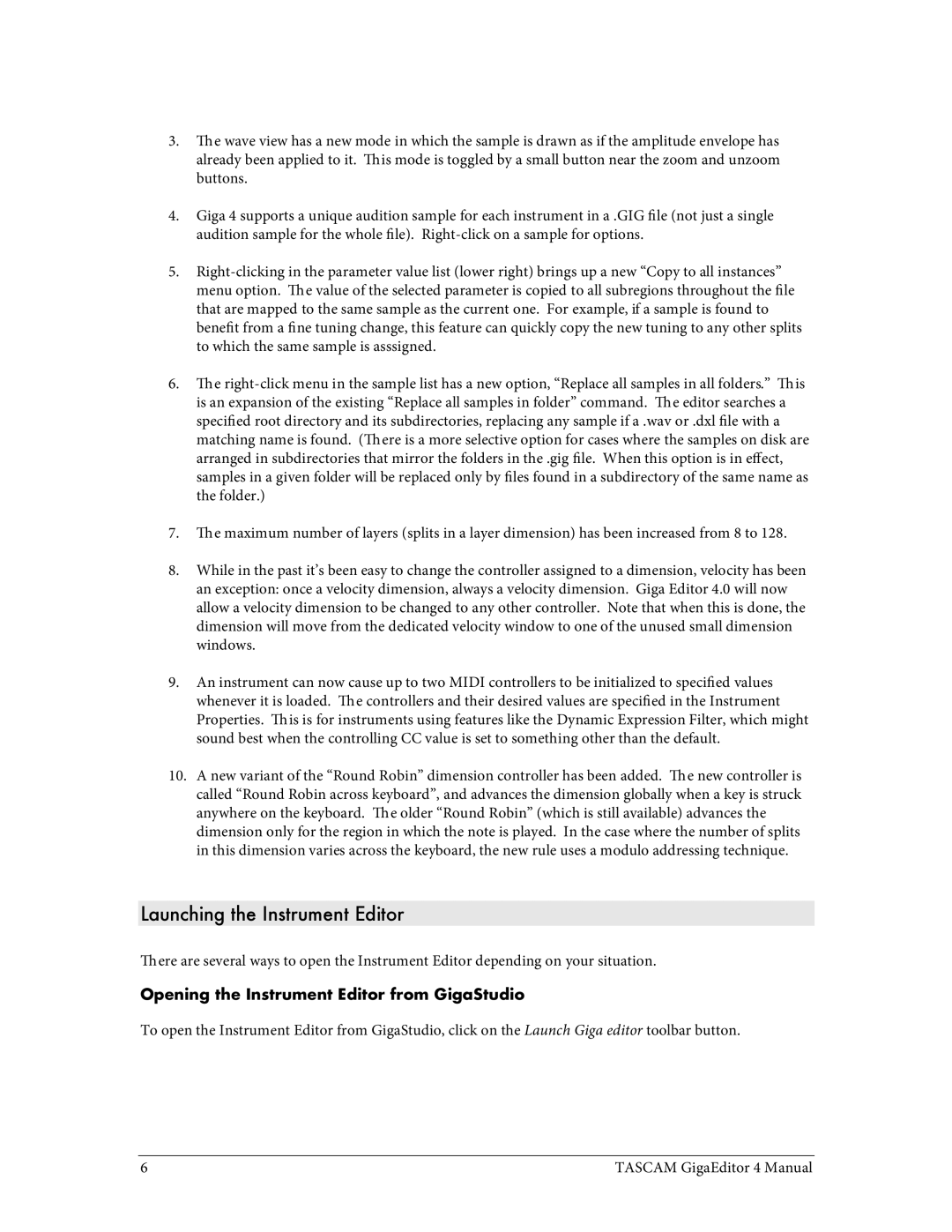 Tascam 4 user manual Launching the Instrument Editor, Opening the Instrument Editor from GigaStudio 