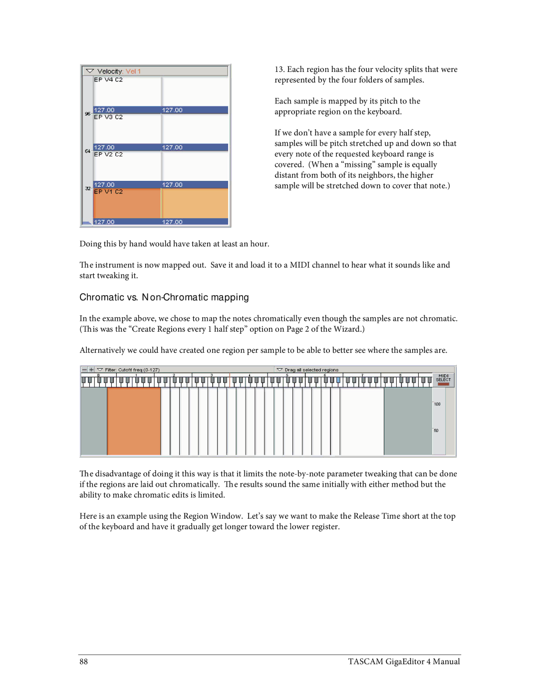 Tascam 4 user manual Chromatic vs. Non-Chromatic mapping 