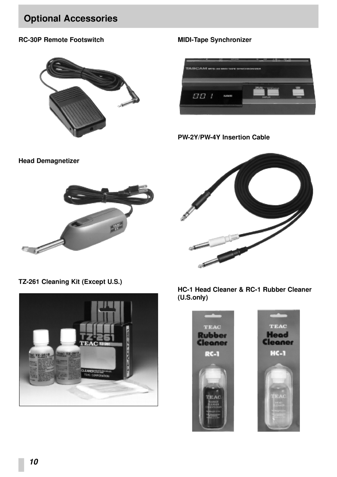 Tascam 414MKII owner manual Optional Accessories, RC-30P Remote Footswitch 