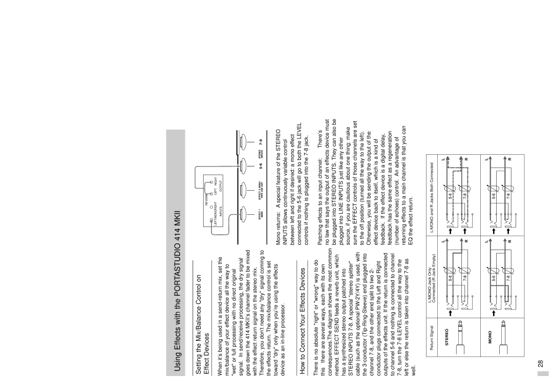 Tascam 414MKII owner manual Setting the Mix/Balance Control on Effect Devices, How to Connect Your Effects Devices 