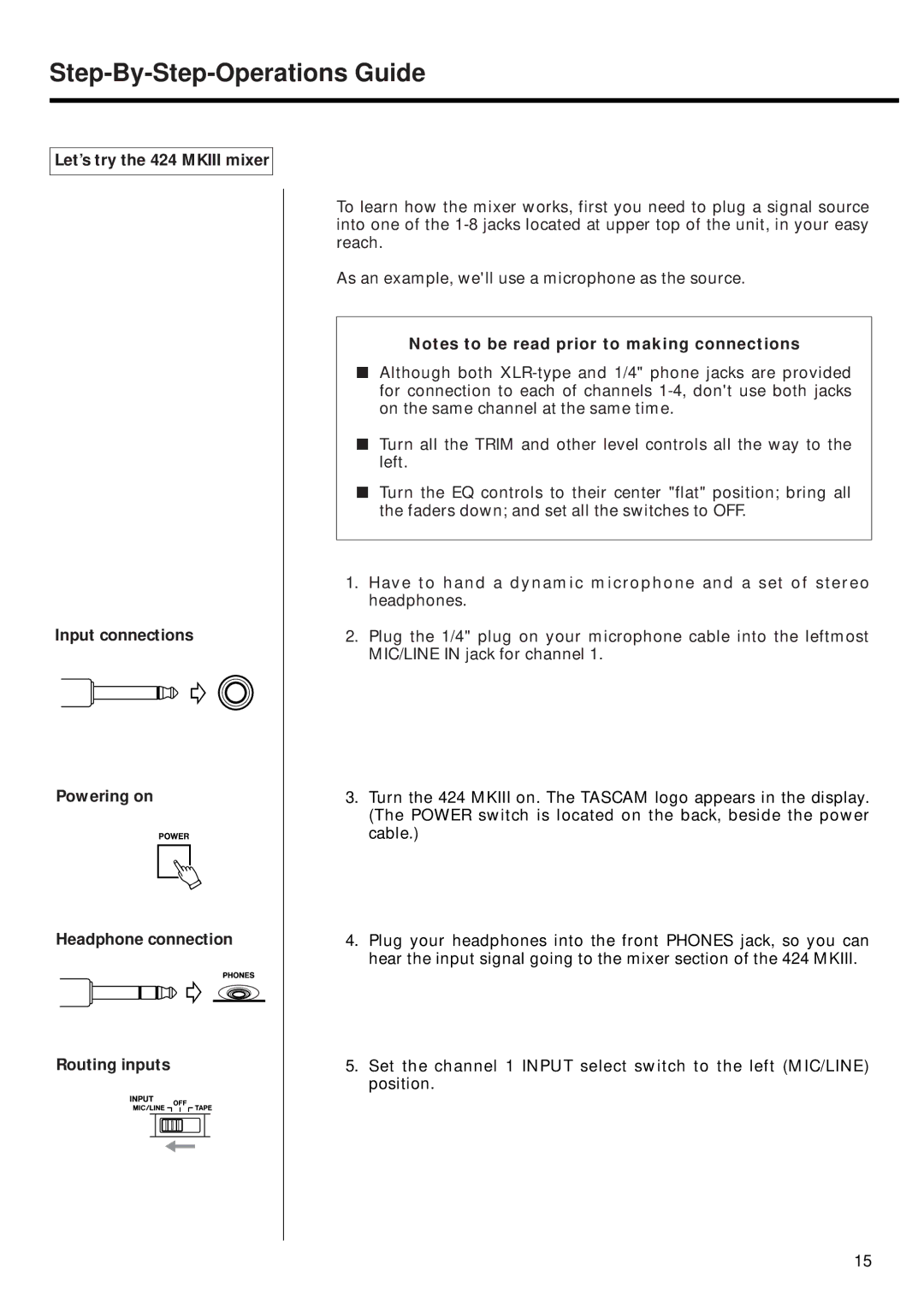 Tascam 424MKIII owner manual Step-By-Step-Operations Guide 