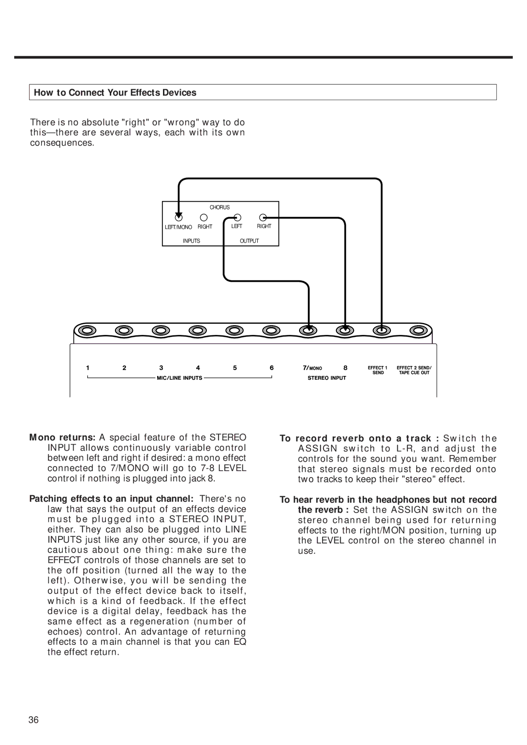 Tascam 424MKIII owner manual How to Connect Your Effects Devices 