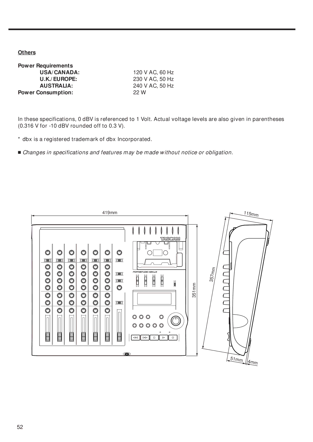 Tascam 424MKIII owner manual Usa/Canada, Europe, Australia 