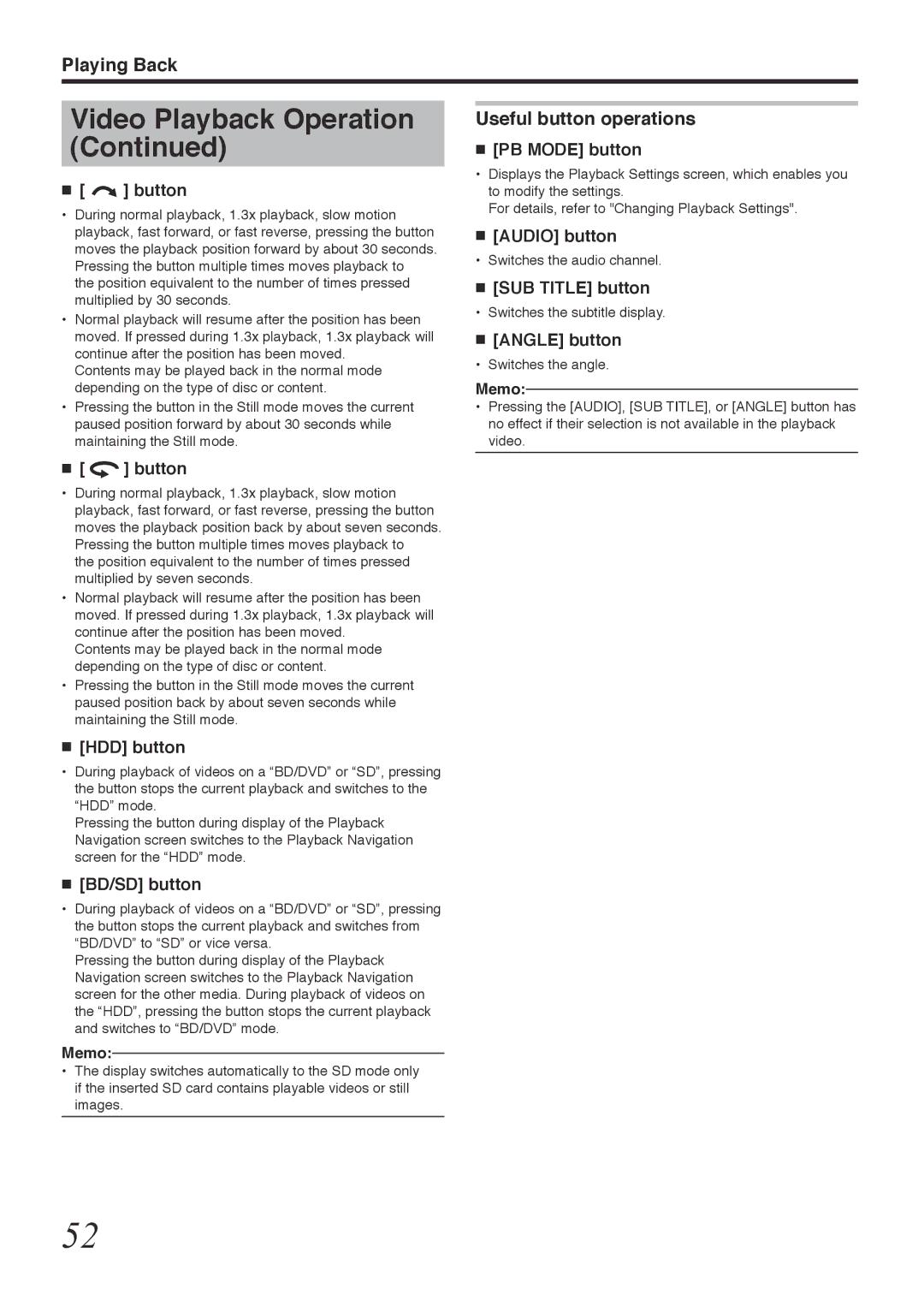 Tascam BD-R2000 owner manual Useful button operations 