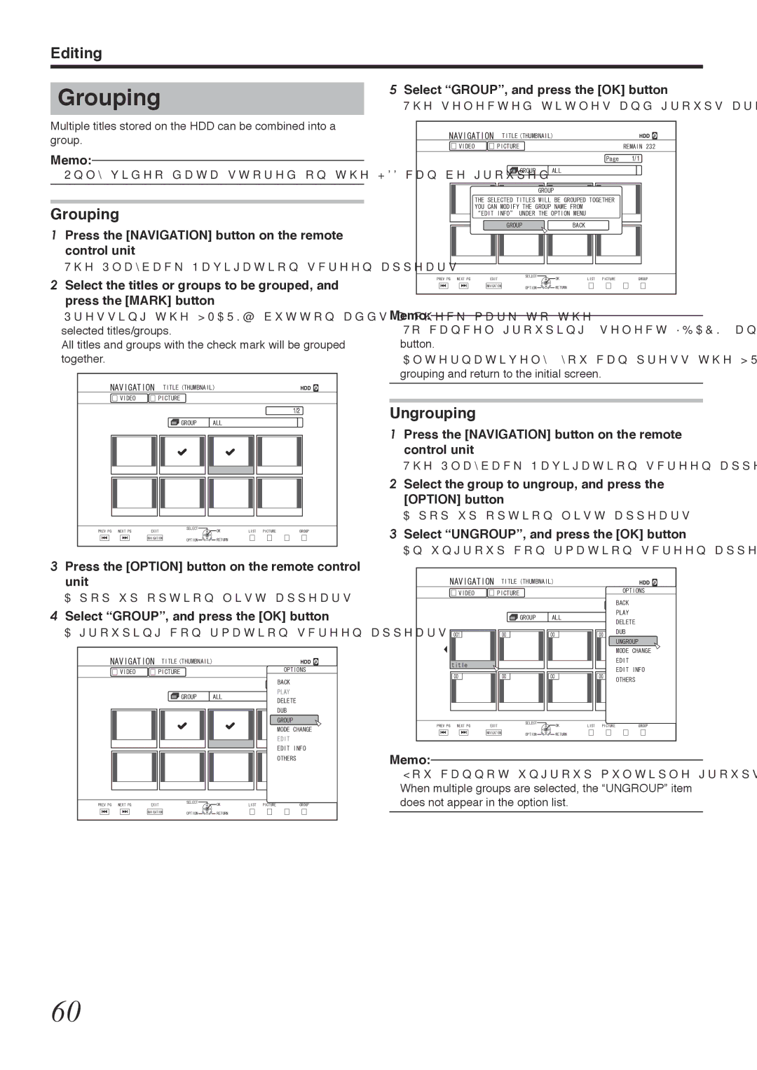 Tascam BD-R2000 owner manual Grouping, Ungrouping 