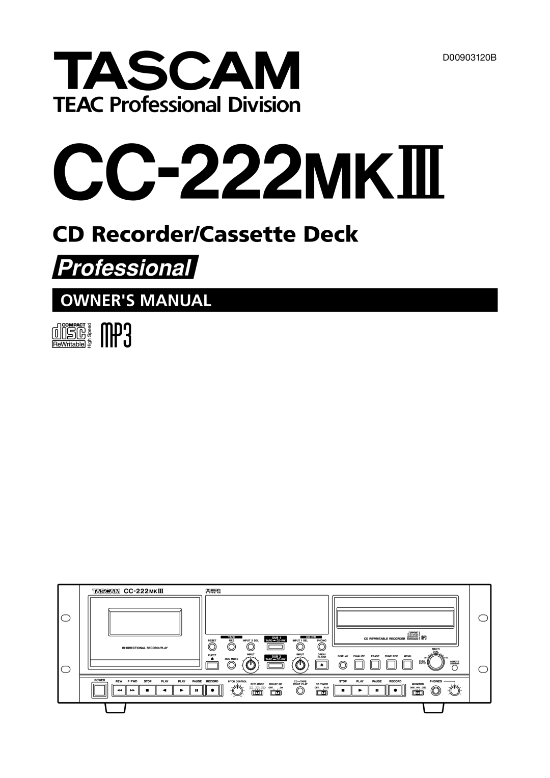 Tascam owner manual CC-222MK$ 