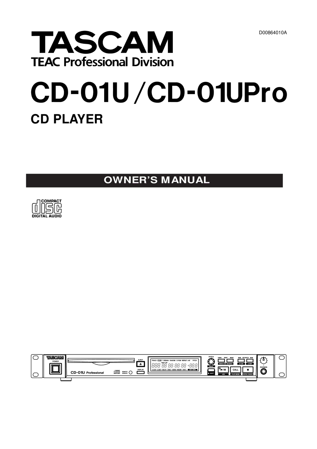 Tascam owner manual CD-01 U /CD-01UPro 