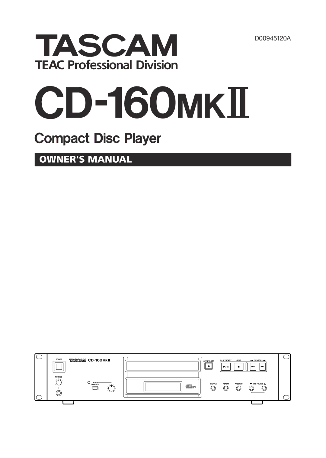 Tascam CD-160MKII owner manual CD-160MK# 